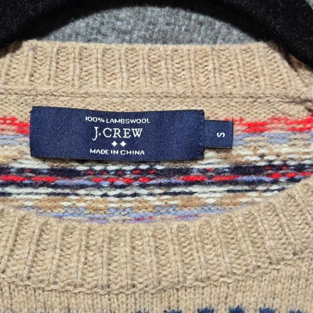 J. CREW Fair Isle Nordic Crewneck Pullover Sweater 100%‎ Lambswool Size Small